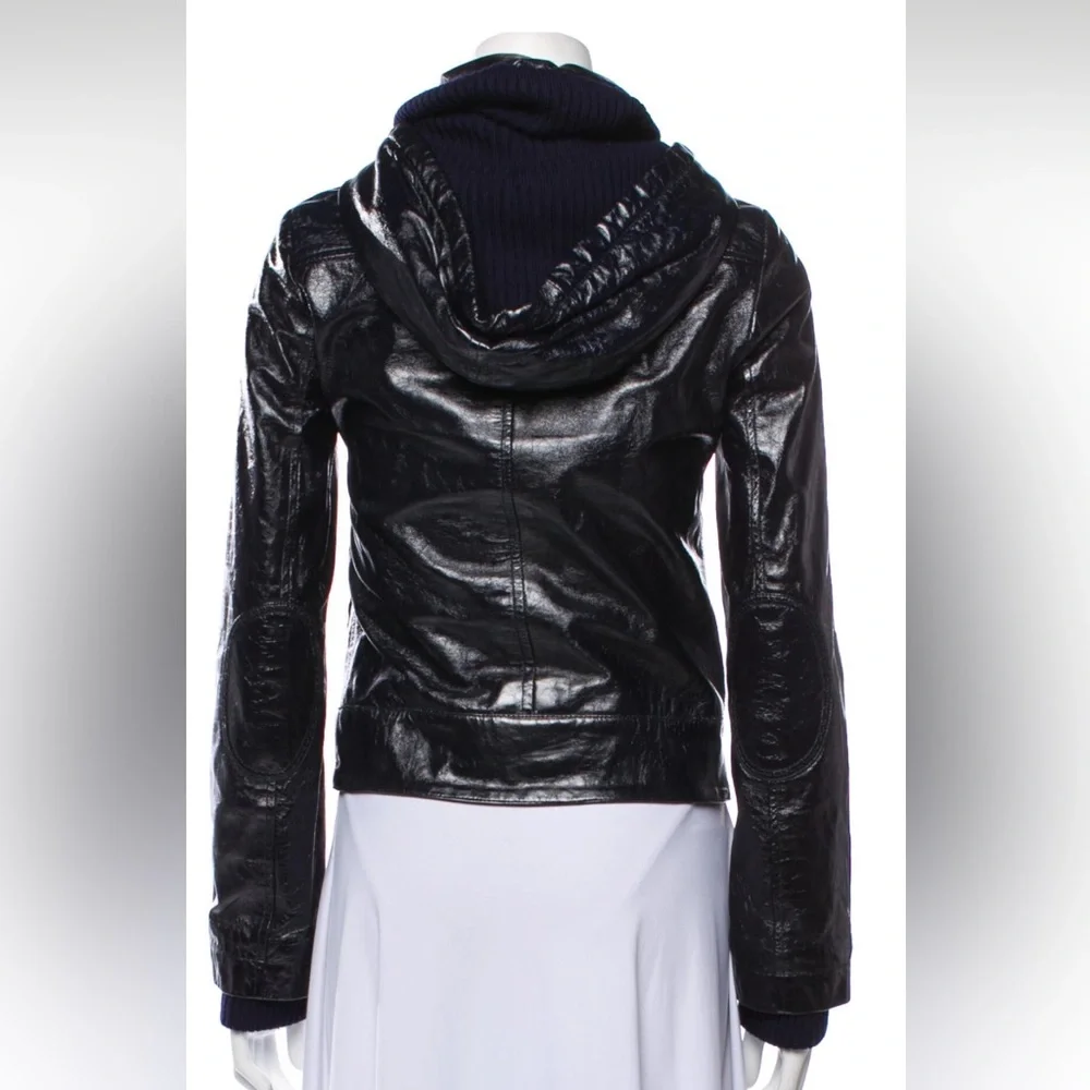 Alice + Olivia Leather Jacket - XS, Black and Navy Blue - Picture 3 of 4